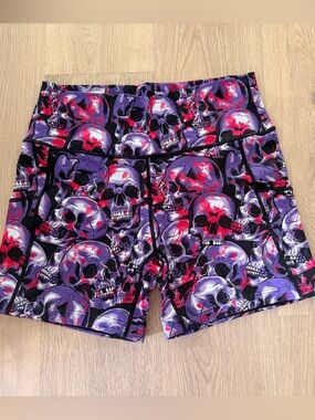 Women’s Purple & Red Skull athletic shorts